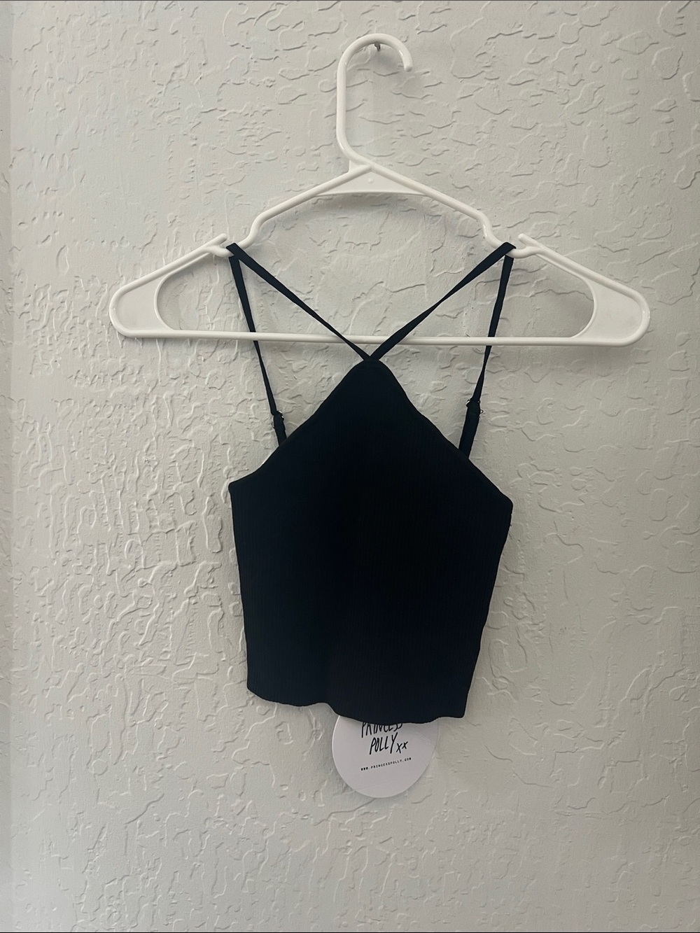 Princess Polly Black Ribbed Crisscross Cami by Princess Polly